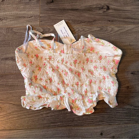 NWT Anthropologie Bustier rose floral cropped top 100% Rayon feminine roses - Picture 4 of 9